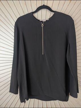 Stella McCartney Black Long-Sleeve Zip-Front Blouse